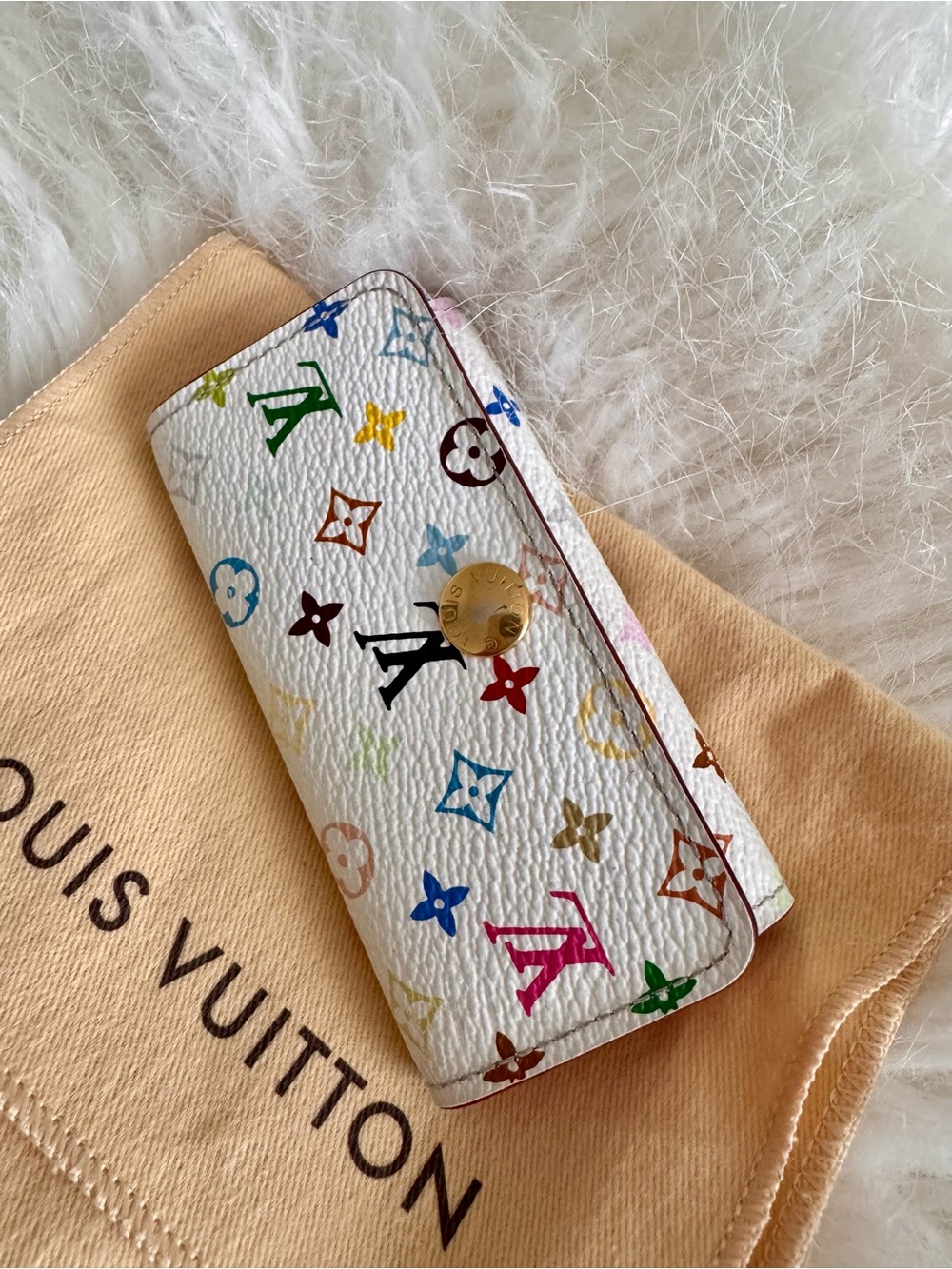 Louis Vuitton White Multicolor Monogram Key & Card Holder